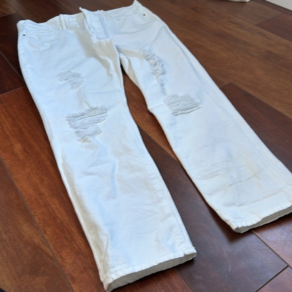 Frame Denim Le Garçon White Distressed Straight Jeans Size 29 - Picture 3 of 7